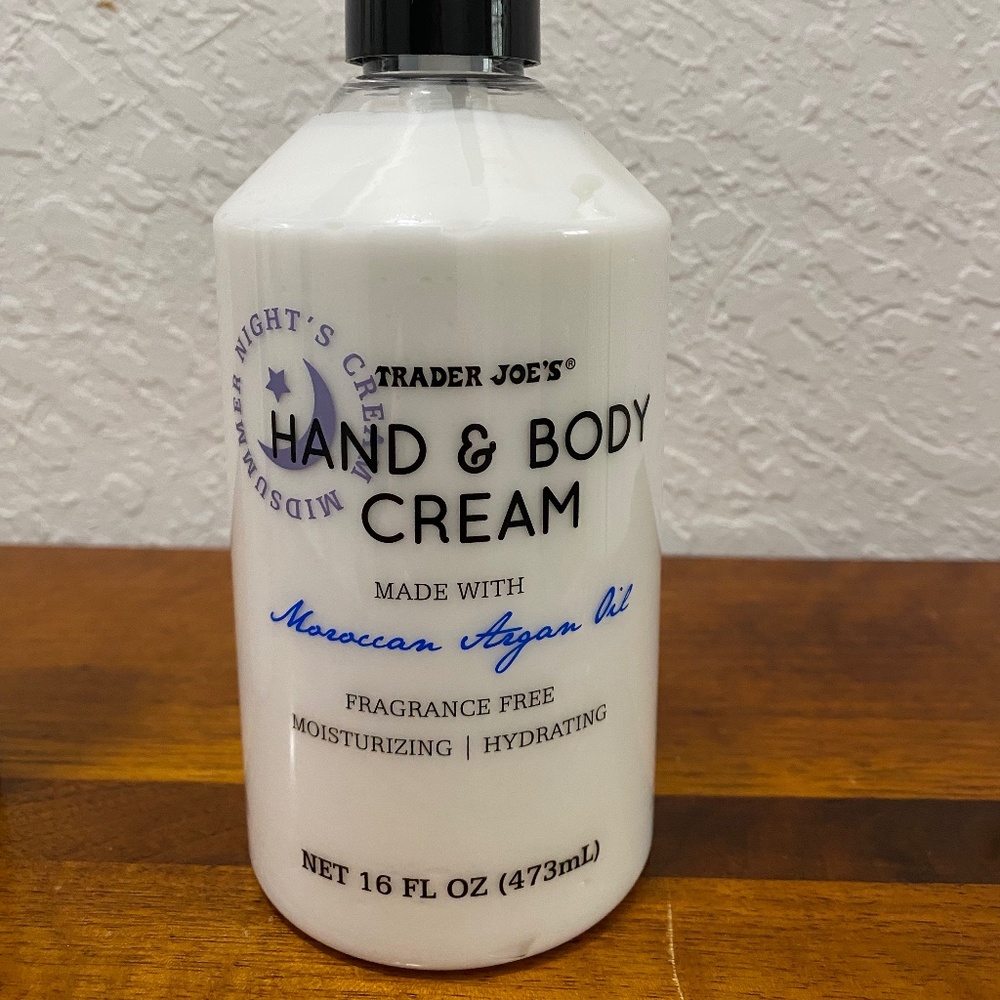 Trader Joe's Midsummer Night's Cream, Hand & Body, Moroccan Argan Oil, 16FL